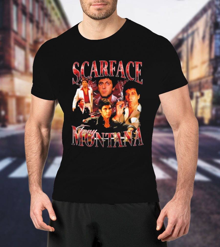 Scarface Tony Montana Film Collage Iconic Scenes T-Shirt