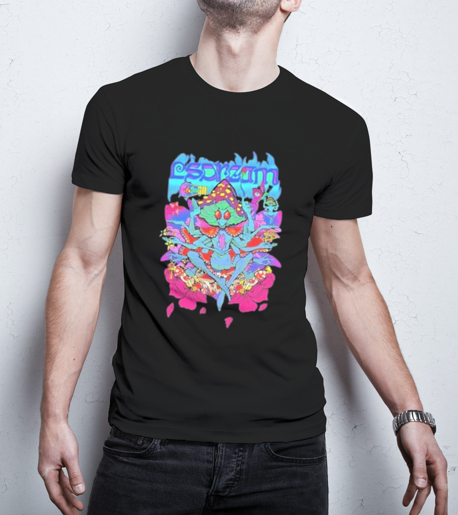 LSDream Mushi Psychedelic Bug Creature With Vibrant Colors And Cosmic Elements T-Shirt