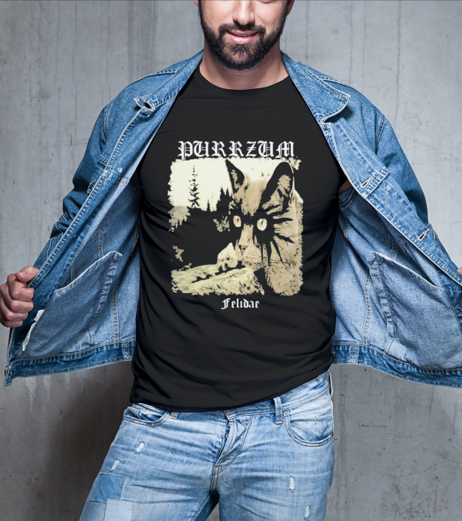 Purrzum Felidae Cat In Forest Scene T-Shirt