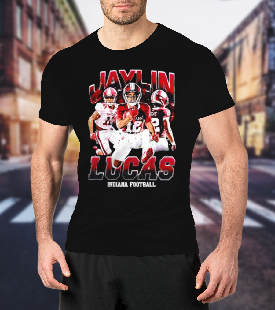 Jaylin Lucas Indiana Football Athlete Action Collage T-Shirt