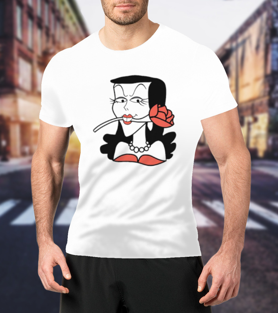 Kurt Cobain Natasha Fatale Iconic Cartoon Fusion ретро Шик меховый шарф розы T-Shirt