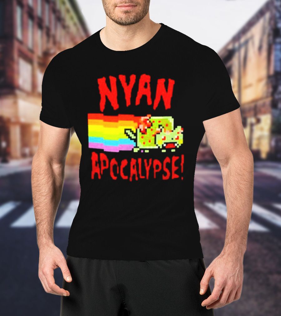 Nyan Cat Apocalypse Rainbow Explosion Iconic Meme T-Shirt
