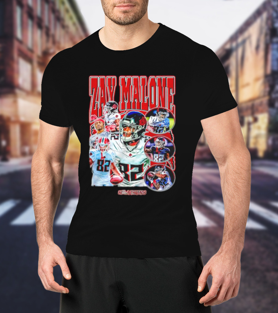 Zay Malone 82 Atlanta Falcons NSNThreads Vintage T-Shirt