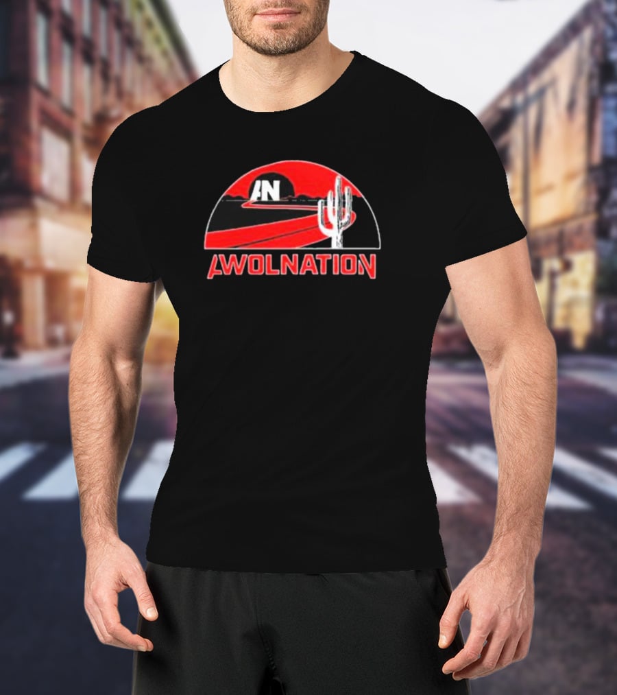 AWOLNATION Cactus Road Desert Scene With Red Sky And Roadway T-Shirt