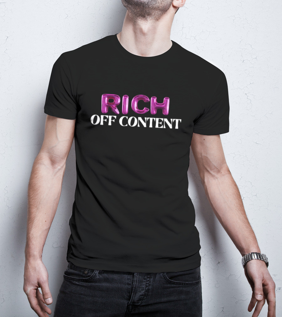 RICH OFF CONTENT Pink Lettering T-Shirt