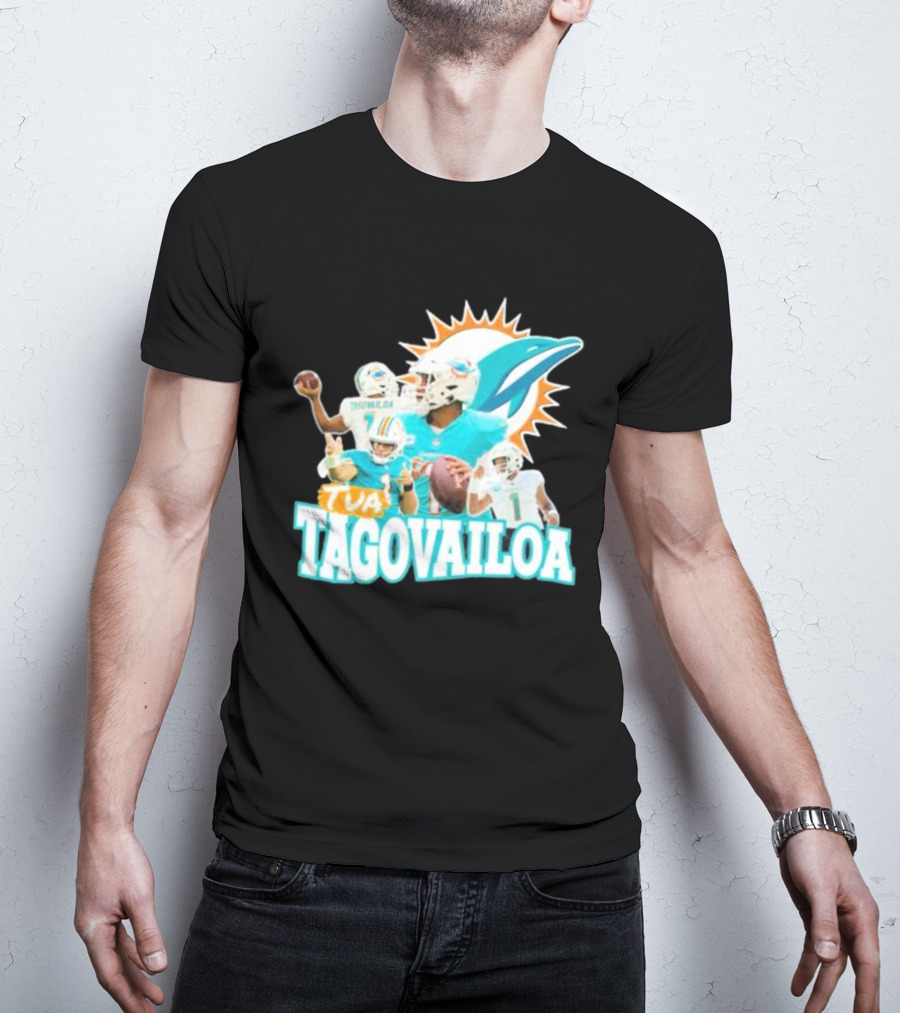 Tua Tagovailoa Miami Dolphins Quarterback Montage T-Shirt