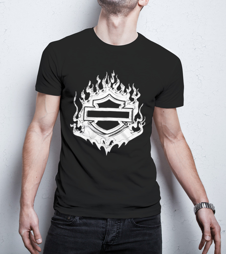 Post Malone X H-D Flaming Bar And Shield Emblem T-Shirt