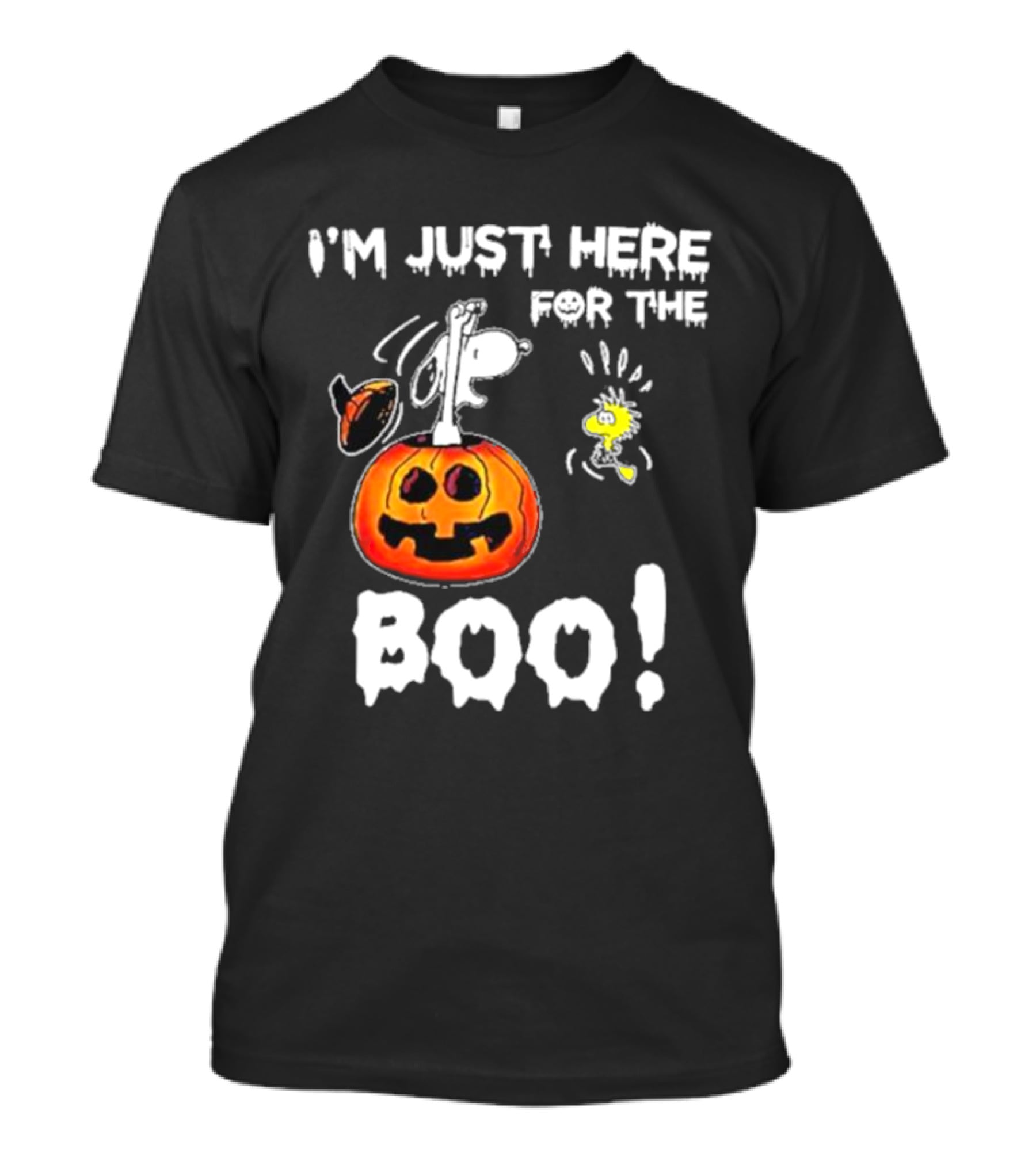 Snoopy And Woodstock Halloween I'm Just Here For The Boo Pumpkin T-Shirt