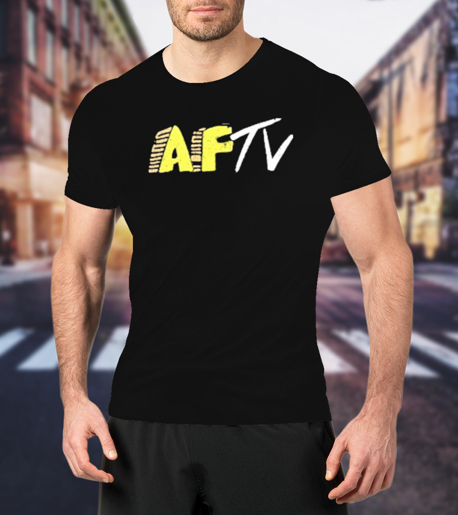 AFTV Invasion Soccer Fan Channel Bold Yellow Text And White Strokes T-Shirt
