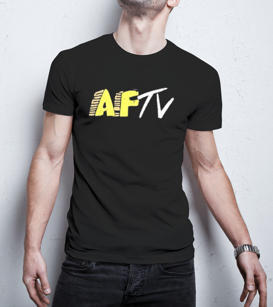 AFTV Invasion Soccer Fan Channel Bold Yellow Text And White Strokes T-Shirt