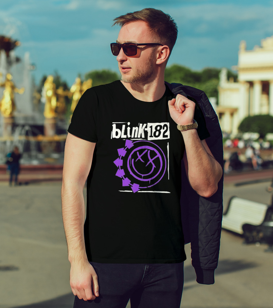 Blink-182 Edging Smiley Logo With Purple Arrows T-Shirt