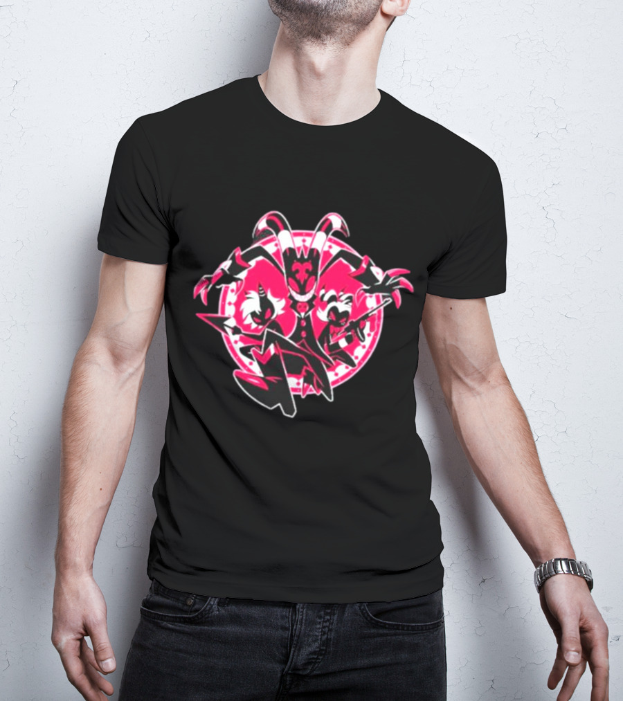 Helluva Boss IMP Characters Circle Pink And Black T-Shirt