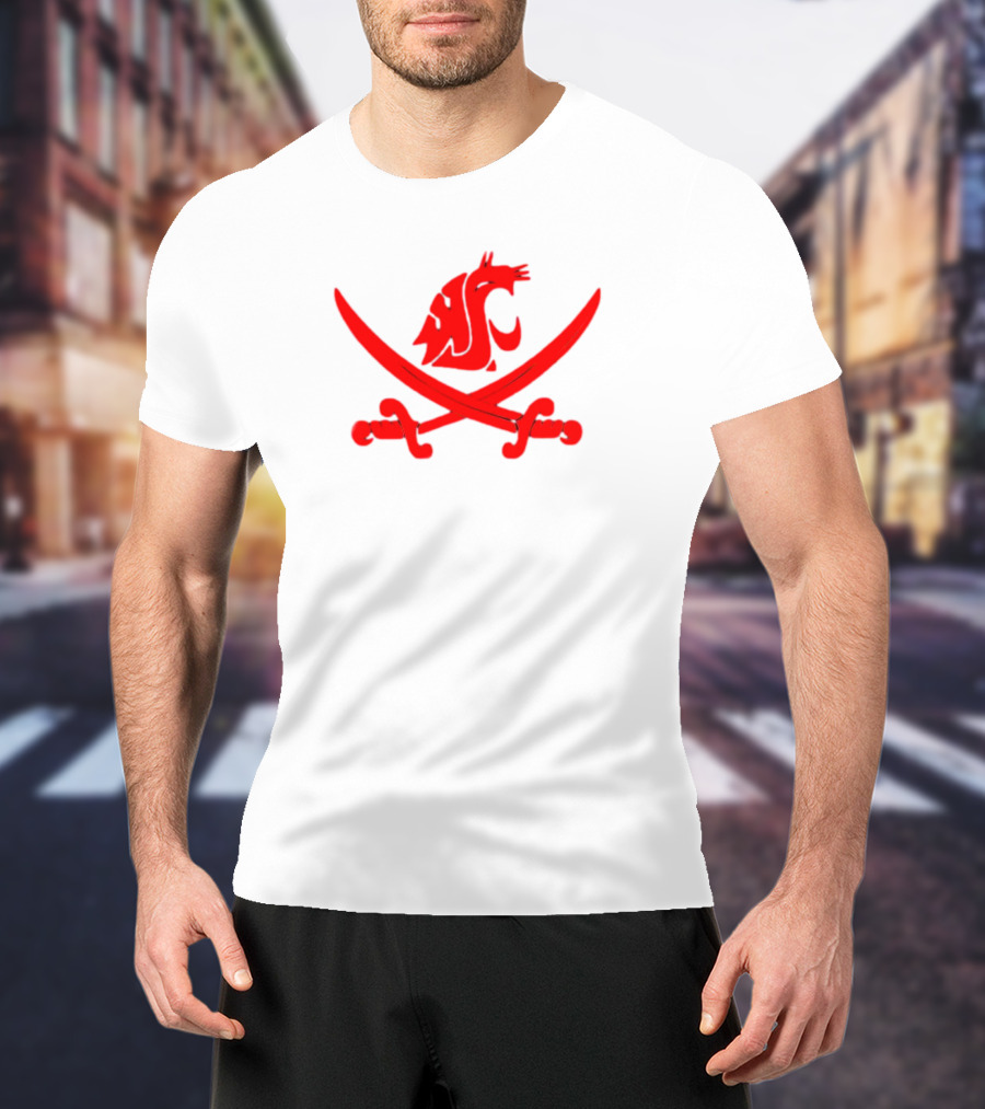 WSU Pirate Swing Your Sword Cougar Logo Crossed Sabers T-Shirt