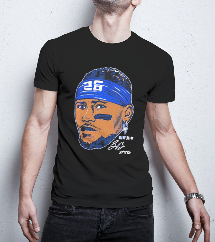 Saquon Barkley 26 NFLPA Swag Head Signature T-Shirt