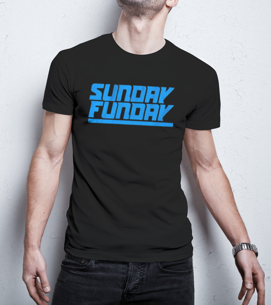 Sunday Funday Detroit Retro Blue Text T-Shirt