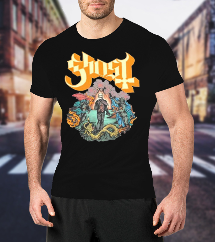 Ghost Boticelli Inspired Papal Figure With Mythical Creatures T-Shirt