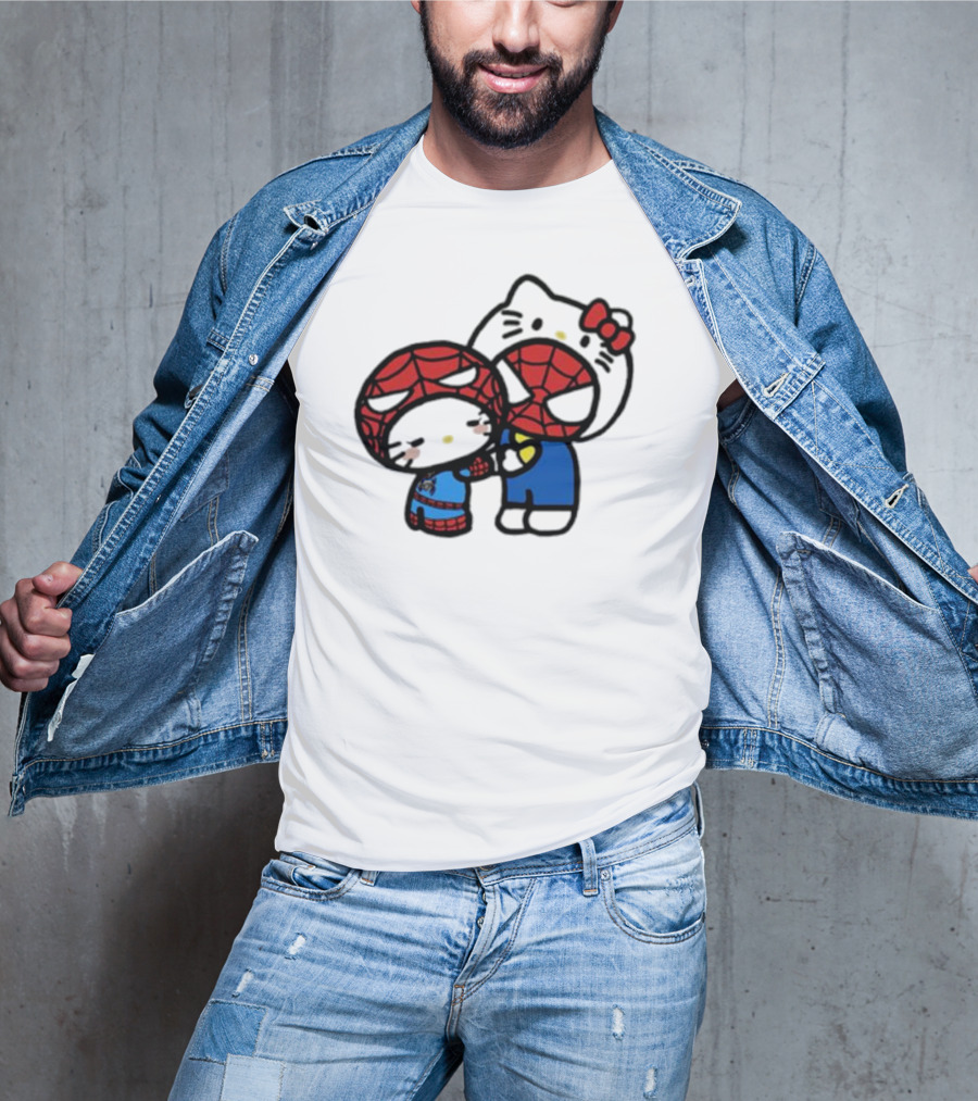 Hello Kitty Spider-Man Crossover Cartoon Characters T-Shirt
