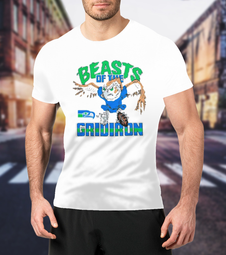 Beasts Of The Gridiron Seattle Seahawks Fierce Mascot Football T-Shirt