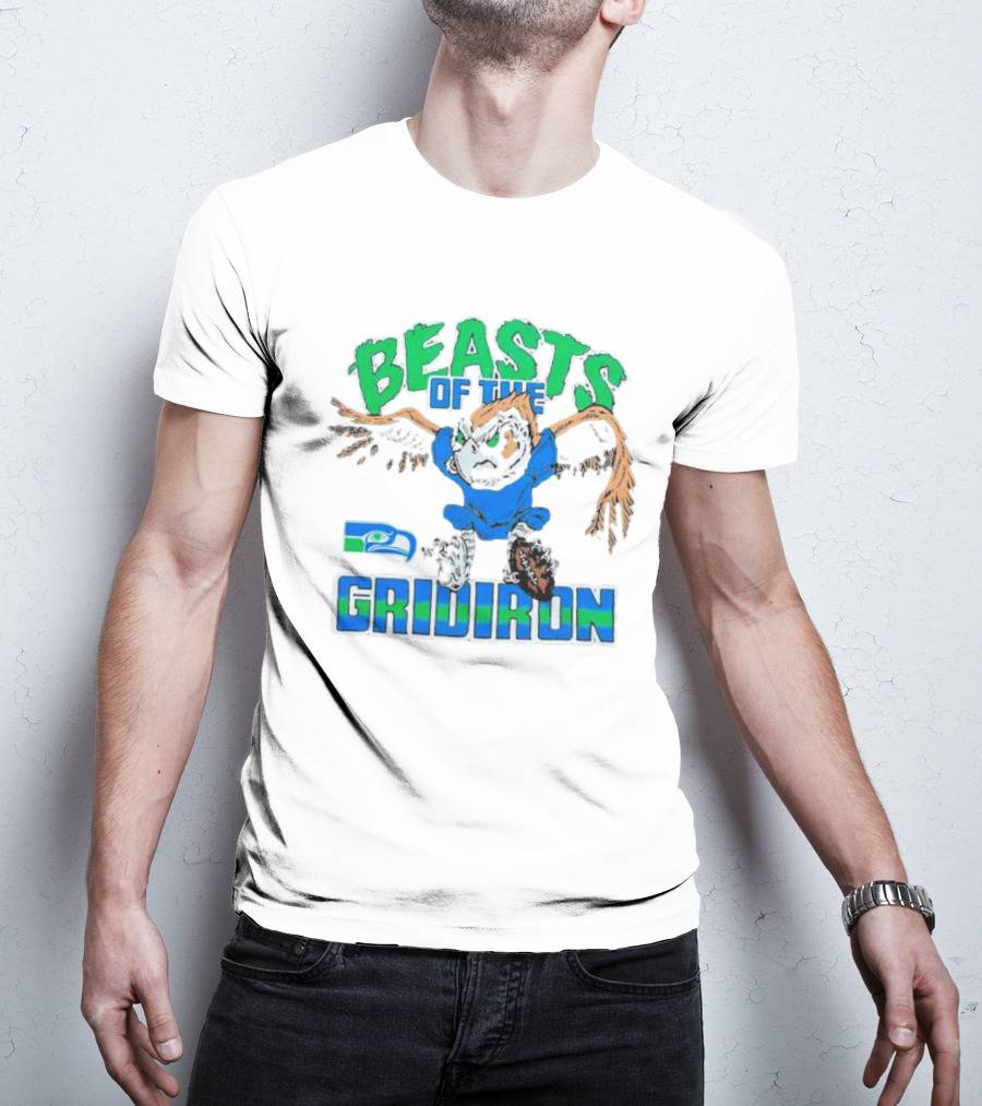 Beasts Of The Gridiron Seattle Seahawks Fierce Mascot Football T-Shirt