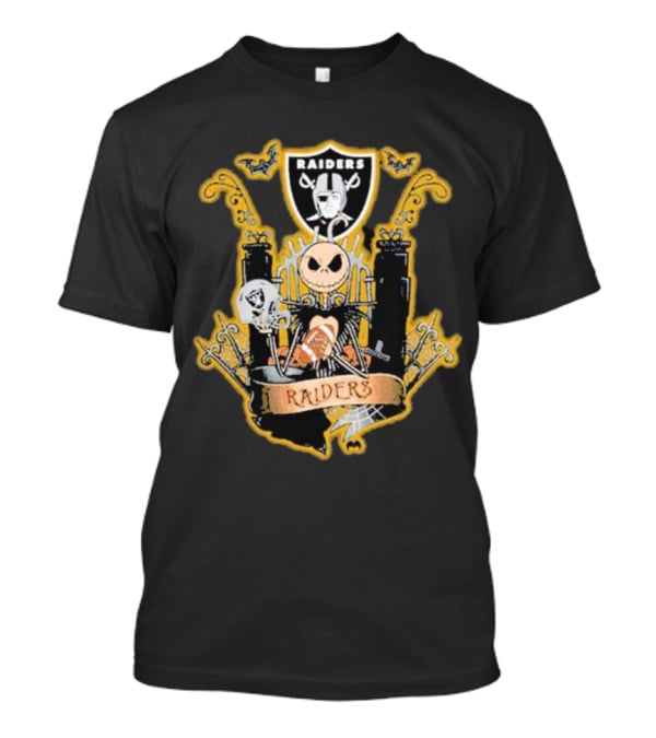 Las Vegas Raiders Jack Skellington Halloween Fan Crest T-Shirt