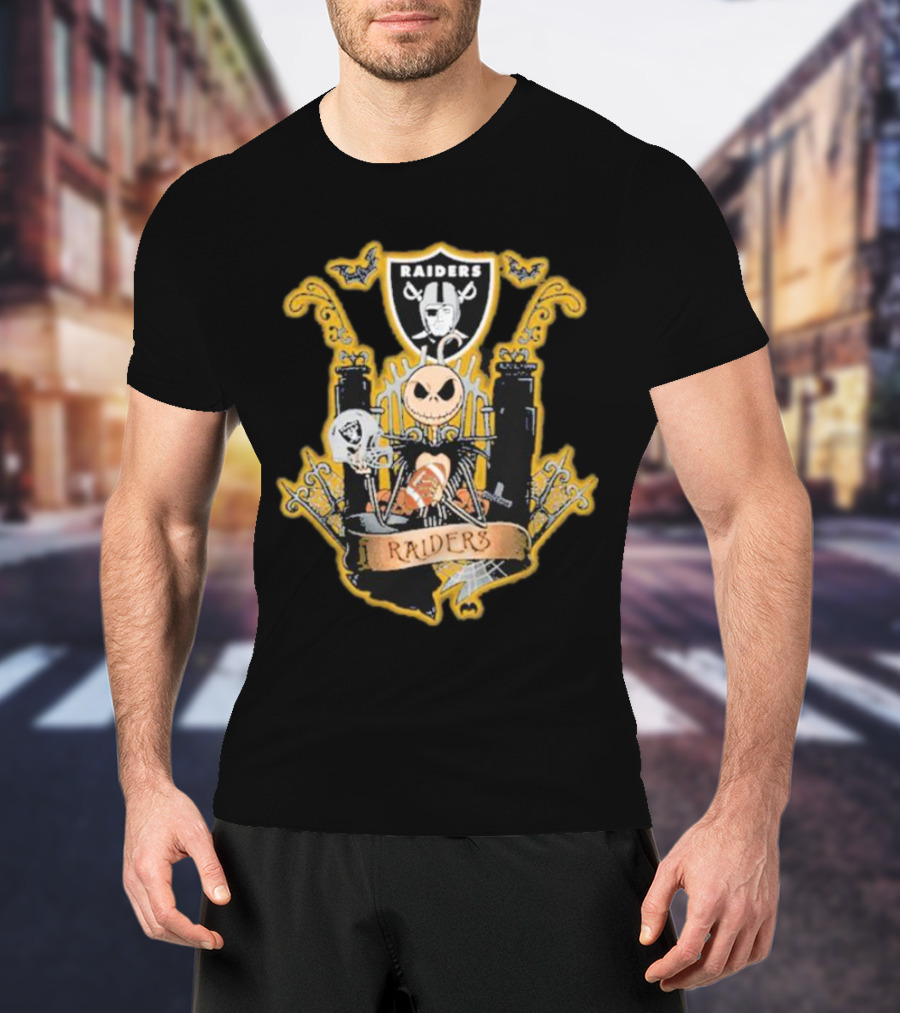 Las Vegas Raiders Jack Skellington Halloween Fan Crest T-Shirt