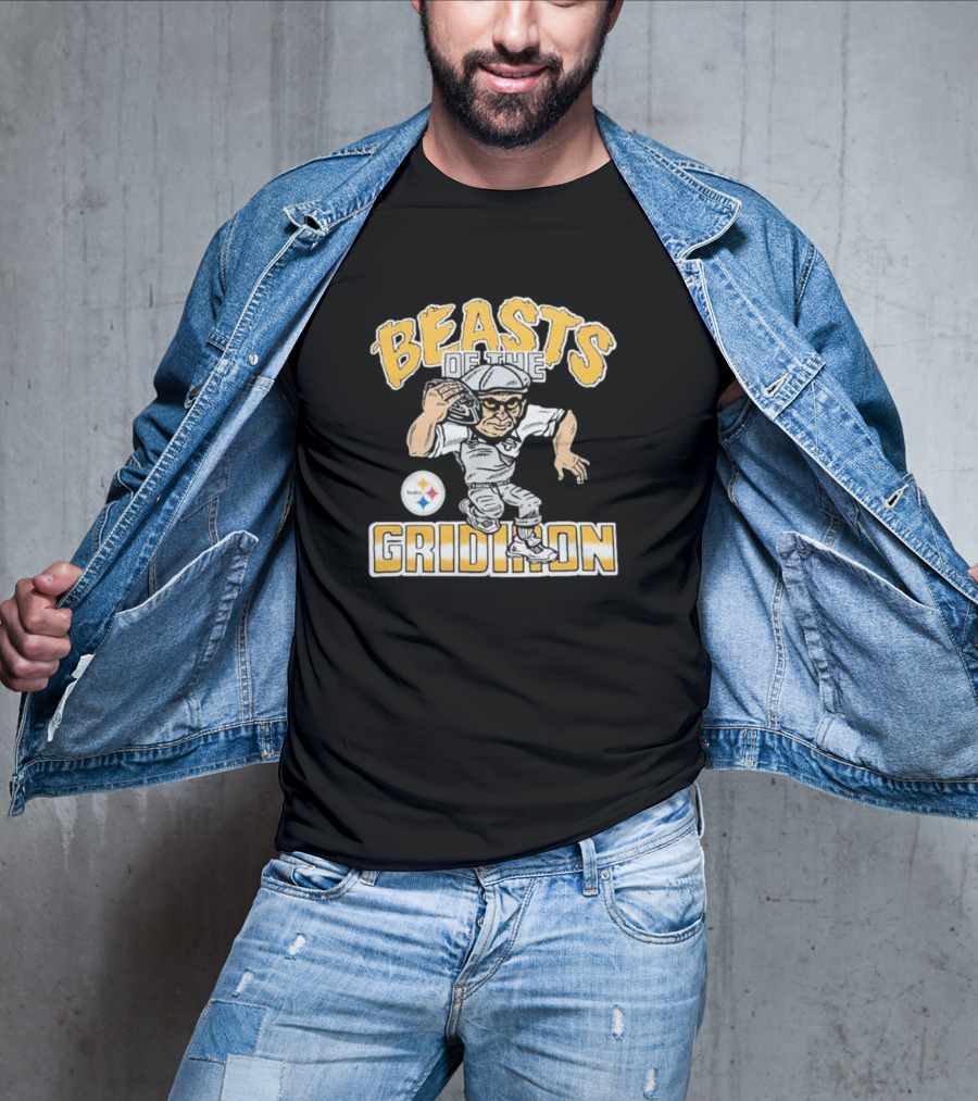 Pittsburgh Steelers Beasts Of The Gridiron Football Player With Helmet And Ball T-Shirt