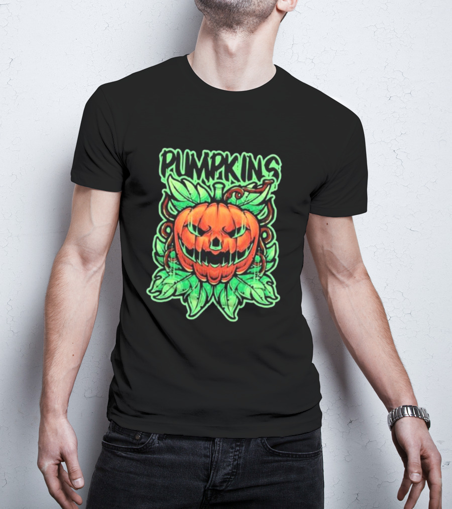 Pumpkins Horror Halloween Jack-o'-Lantern With Creepy Vines T-Shirt