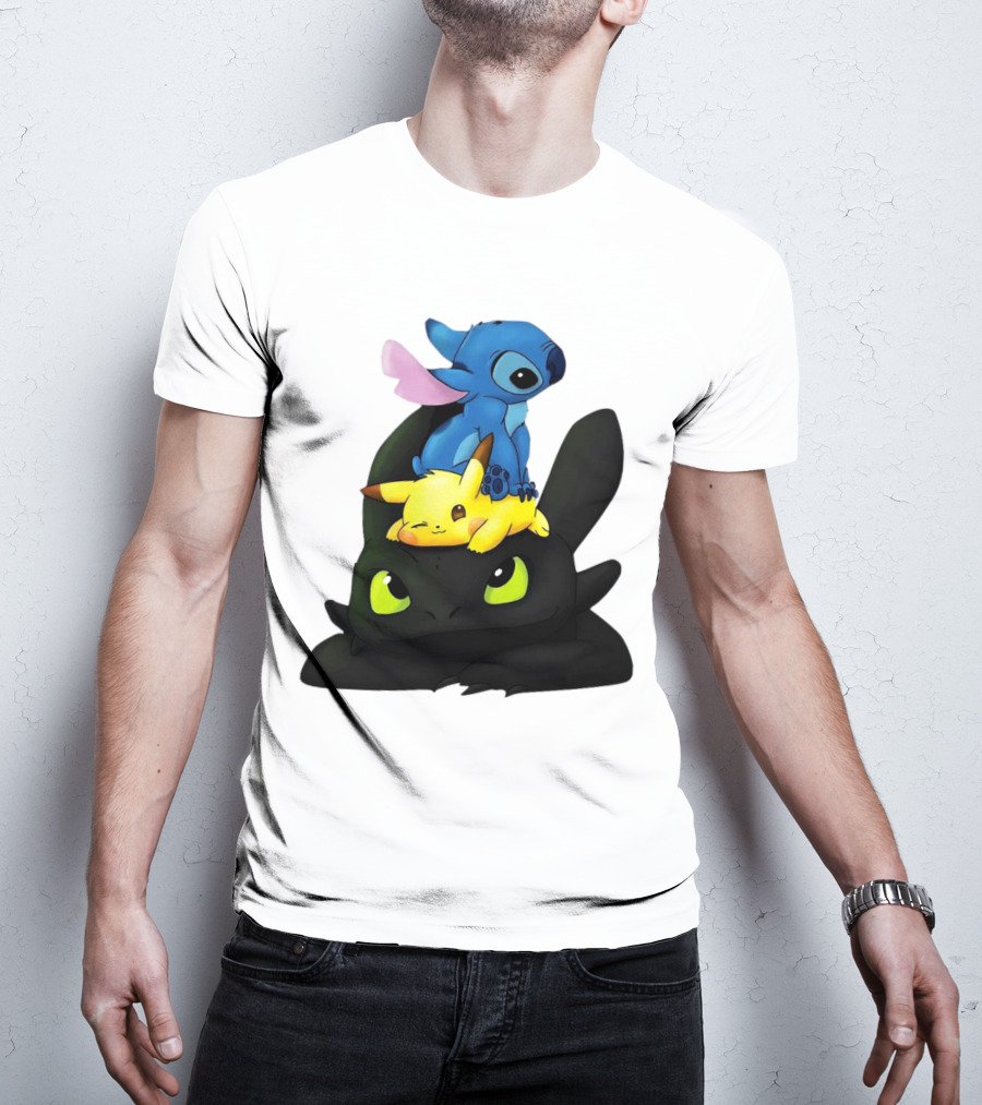 Stitch Pikachu Toothless Crossover T-Shirt