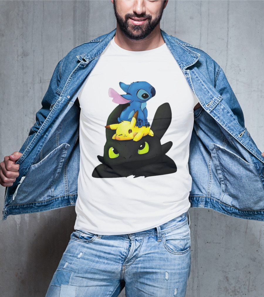 Stitch Pikachu Toothless Crossover T-Shirt