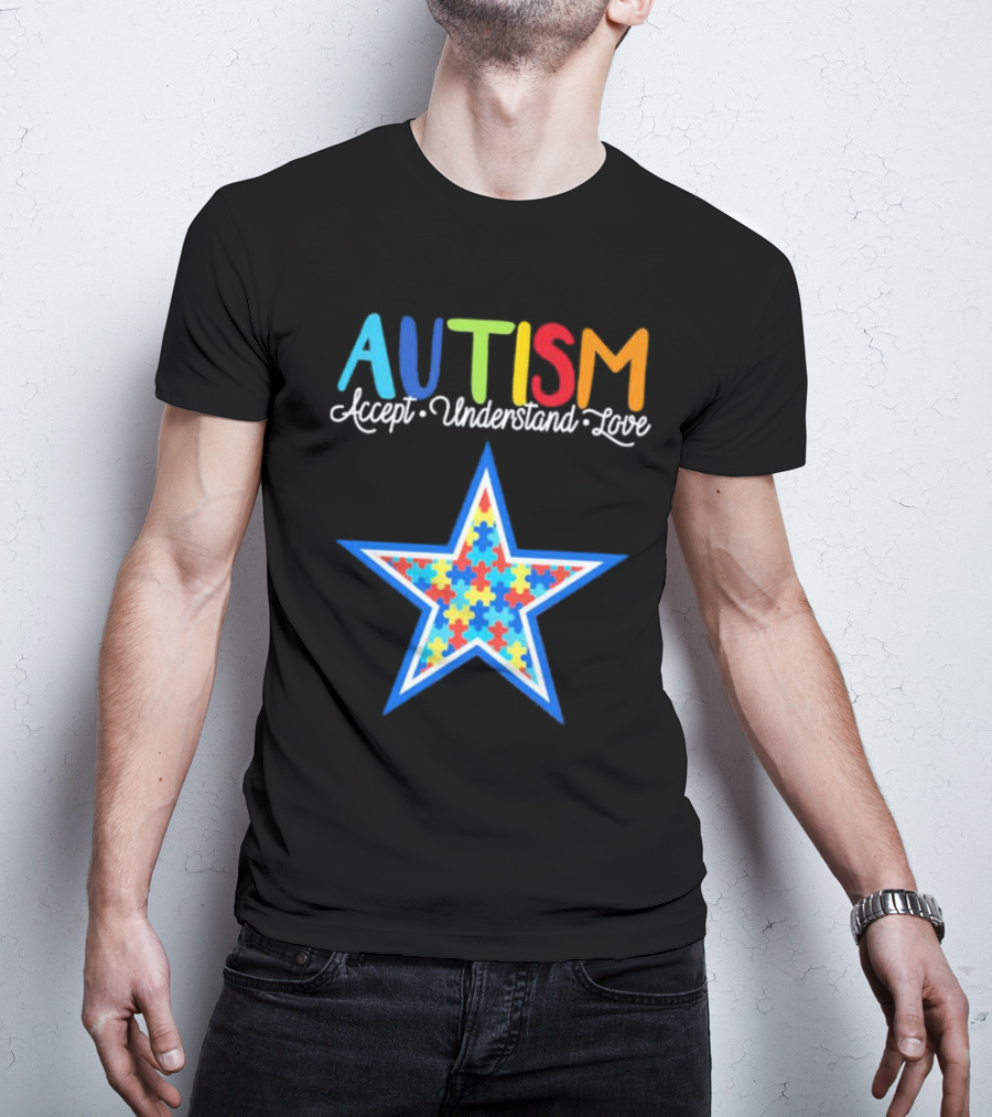 Dallas Cowboys Autism Accept Understand Love Puzzle Star T-Shirt