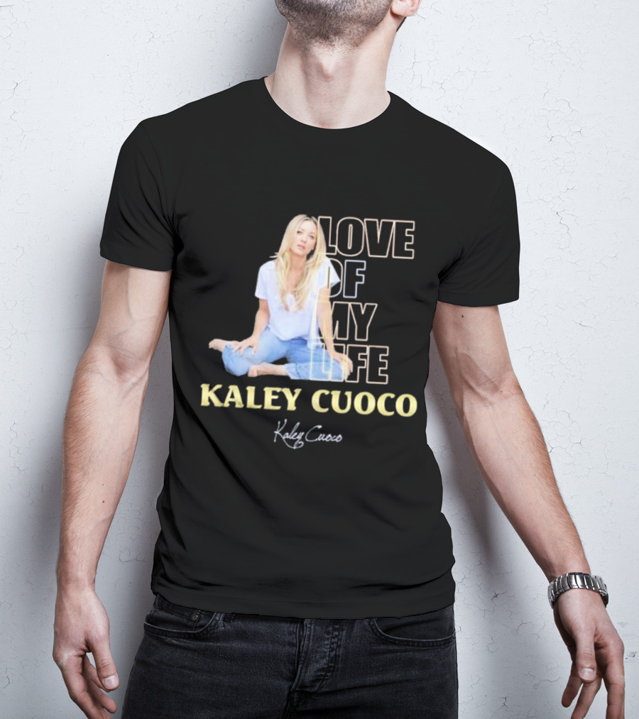 Kaley Cuoco Love Of My Life Sitting Casual Jeans Pose T-Shirt