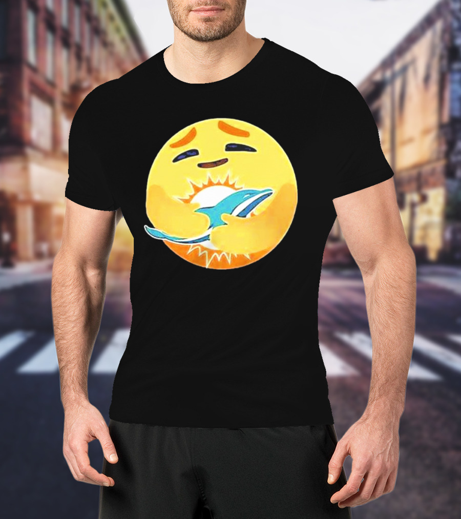 Miami Dolphins Emoji Hugging Dolphin T-Shirt