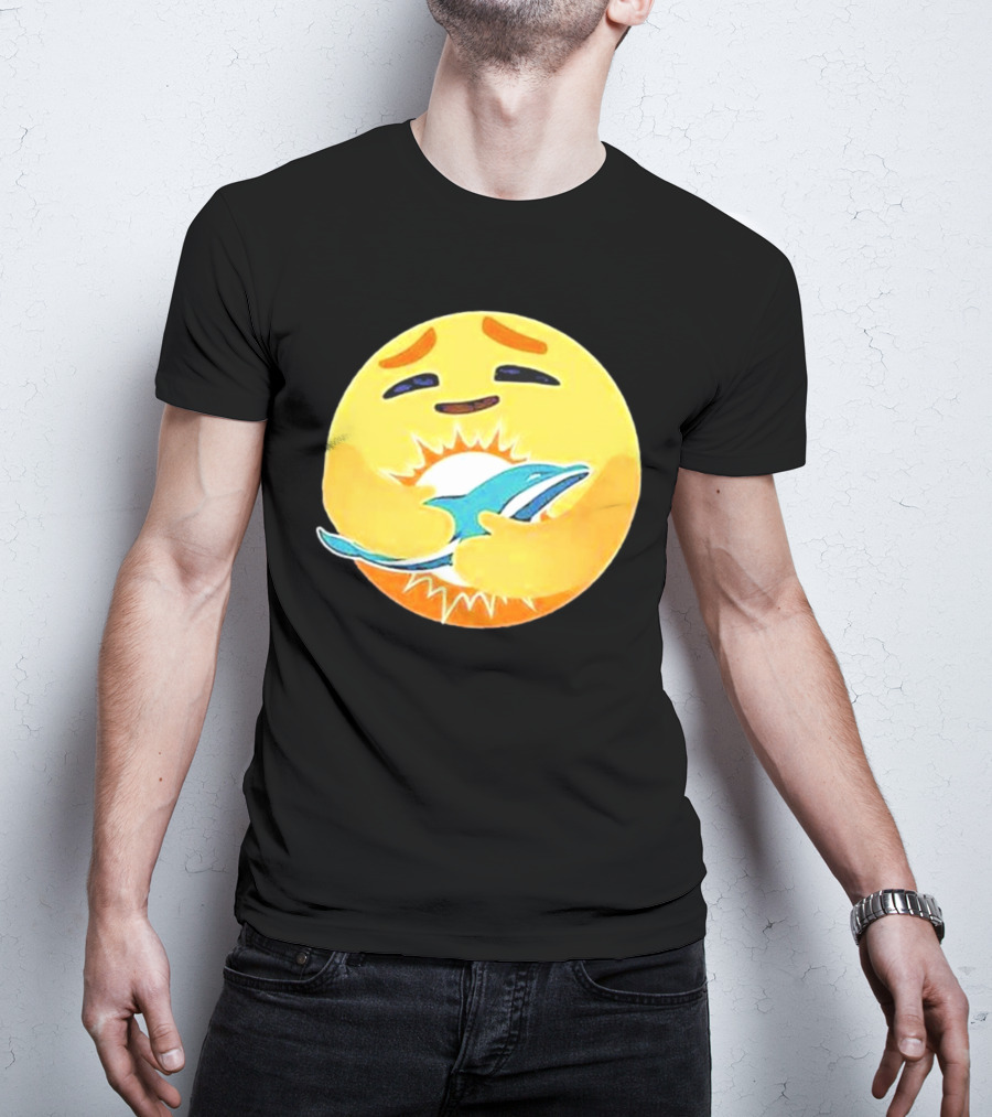 Miami Dolphins Emoji Hugging Dolphin T-Shirt