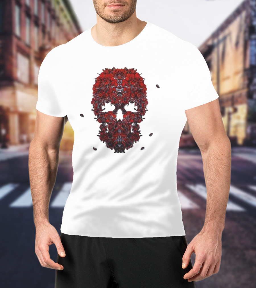Kai Wachi Red Floral Skull T-Shirt