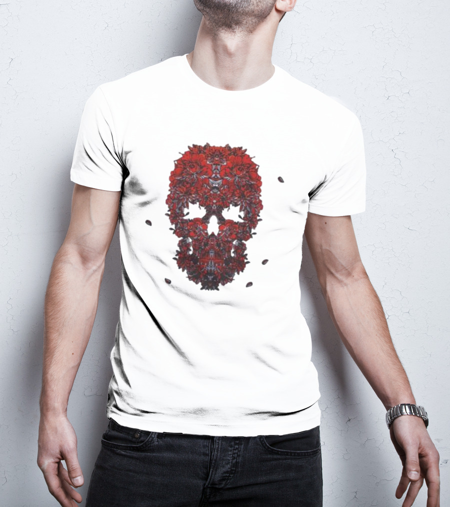Kai Wachi Red Floral Skull T-Shirt