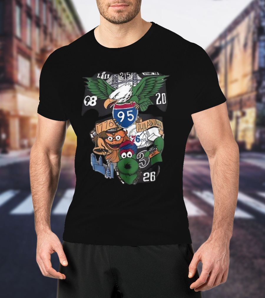 Dunphy 215 Tattoo Philadelphia Eagles I-95 76ers 26ers Liberty Bell Fanatic T-Shirt