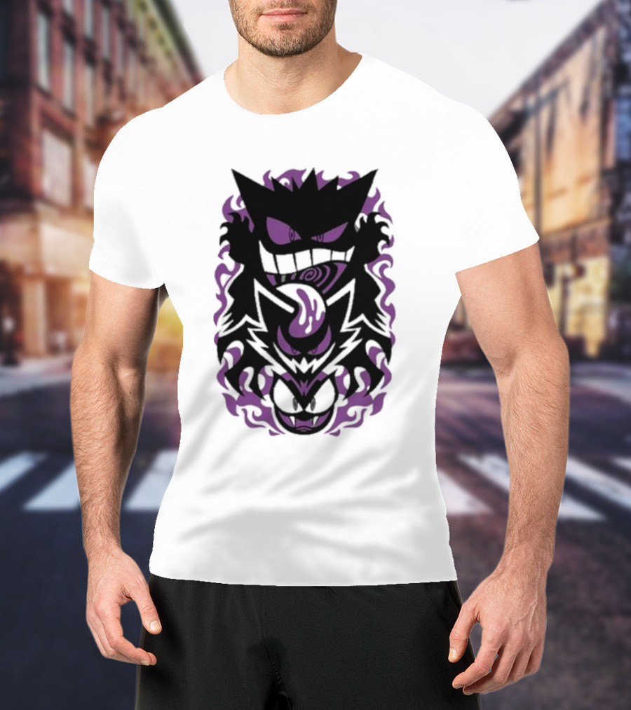 Versiris Haunted Gengar Gastly Ghastly Purple Flames T-Shirt