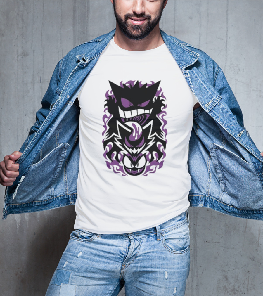 Versiris Haunted Gengar Gastly Ghastly Purple Flames T-Shirt