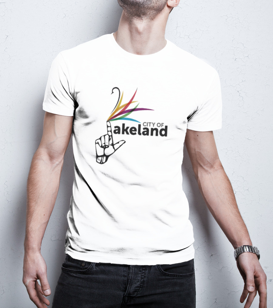 City Of Lakeland Hand Gesture With Colorful Feathers T-Shirt