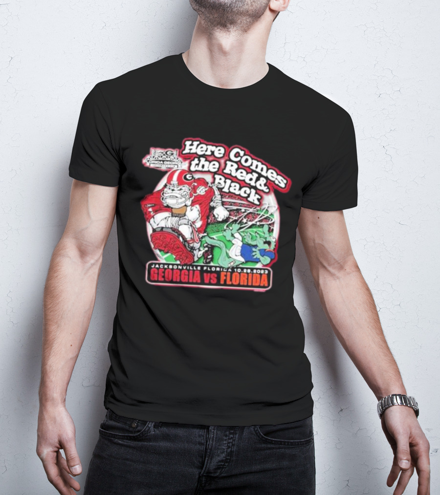 Here Comes The Red And Black Georgia Vs Florida Jacksonville 10.28.2023 T-Shirt