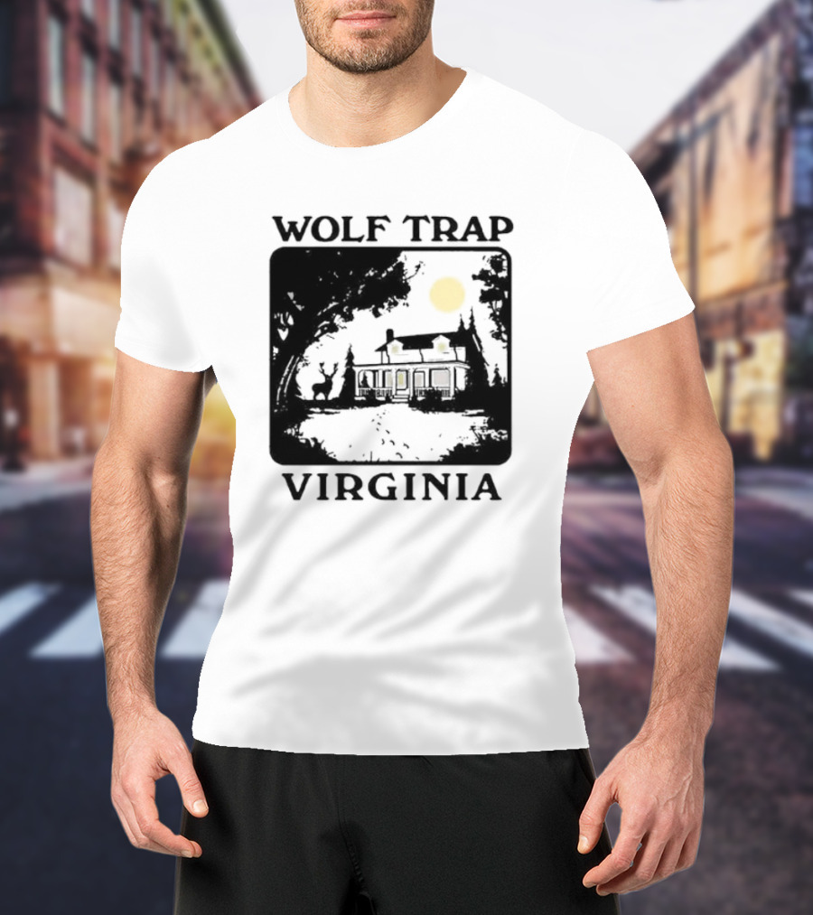 Wolf Trap Virginia Nighttime Scene Deer Moonlit House T-Shirt