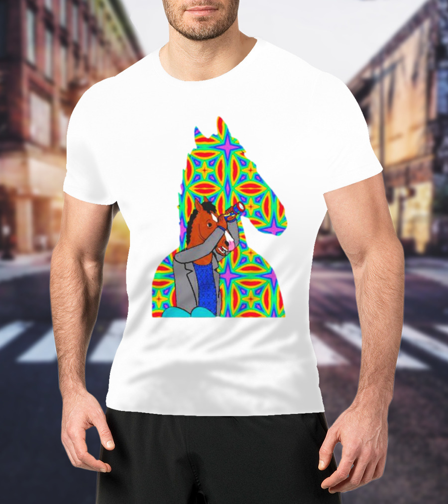 Psychedelic Bojack Horseman Silhouette With Colorful T-Shirt