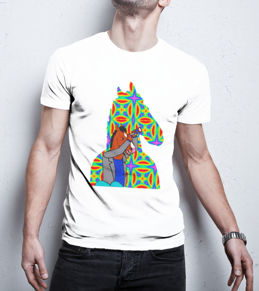 Psychedelic Bojack Horseman Silhouette With Colorful T-Shirt