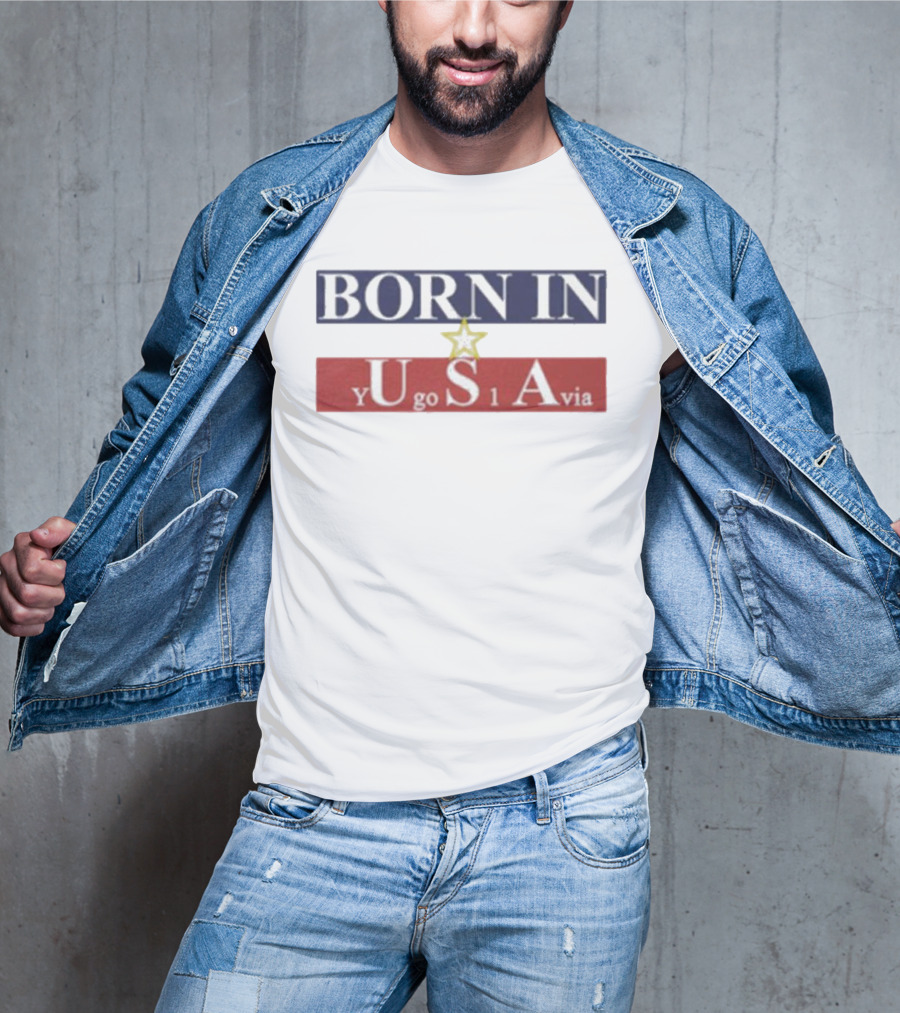 BORN IN USA Yugoslavia Star Stripes T-Shirt