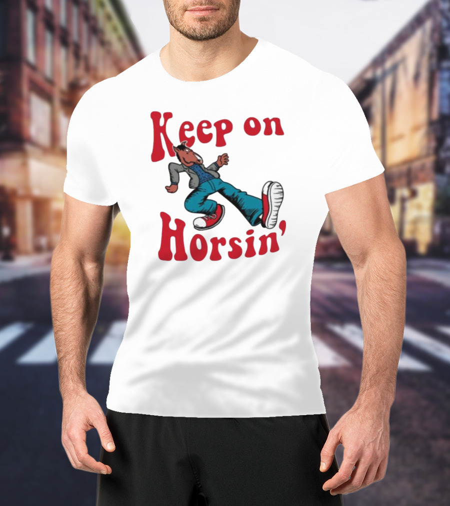 Hiphop Bojack Horseman Keep On Horsin' Retro Cartoon T-Shirt