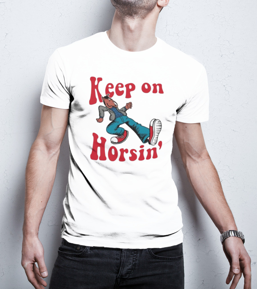 Hiphop Bojack Horseman Keep On Horsin' Retro Cartoon T-Shirt