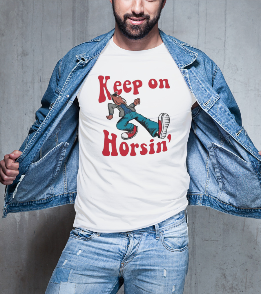Hiphop Bojack Horseman Keep On Horsin' Retro Cartoon T-Shirt