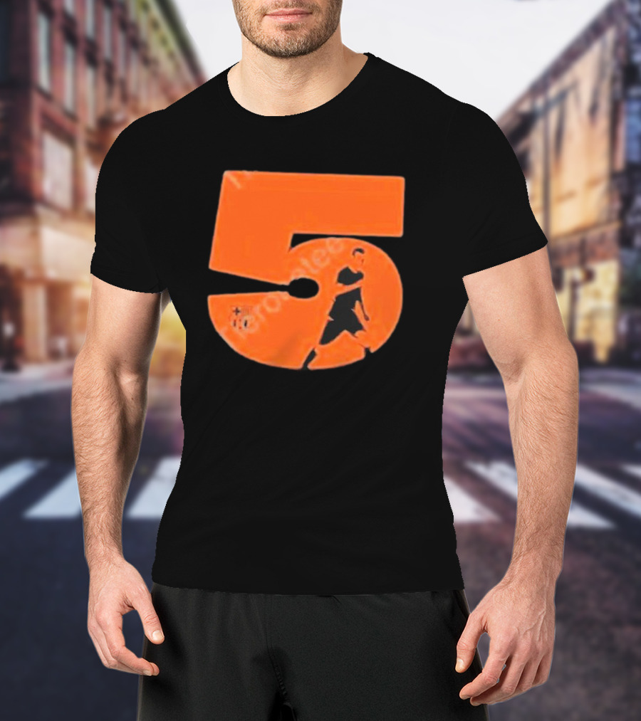 Sergio 5 Soccer Player Silhouette Orange T-Shirt