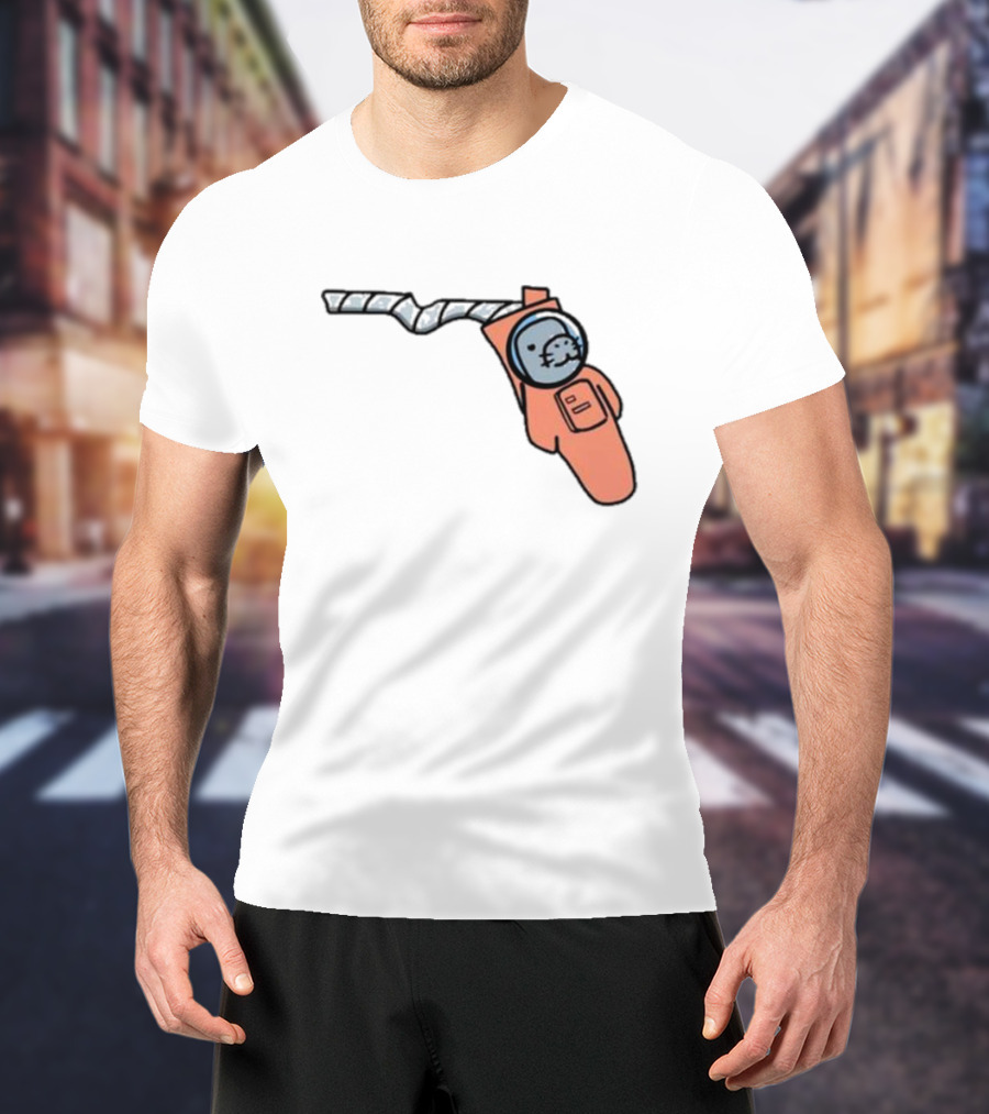 Florida Astronauts Manatee In Space Helmet Floating In Orange Suit T-Shirt