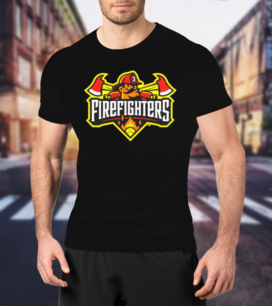 Firefighters Baseball Logo With Axes And Helmet T-Shirt